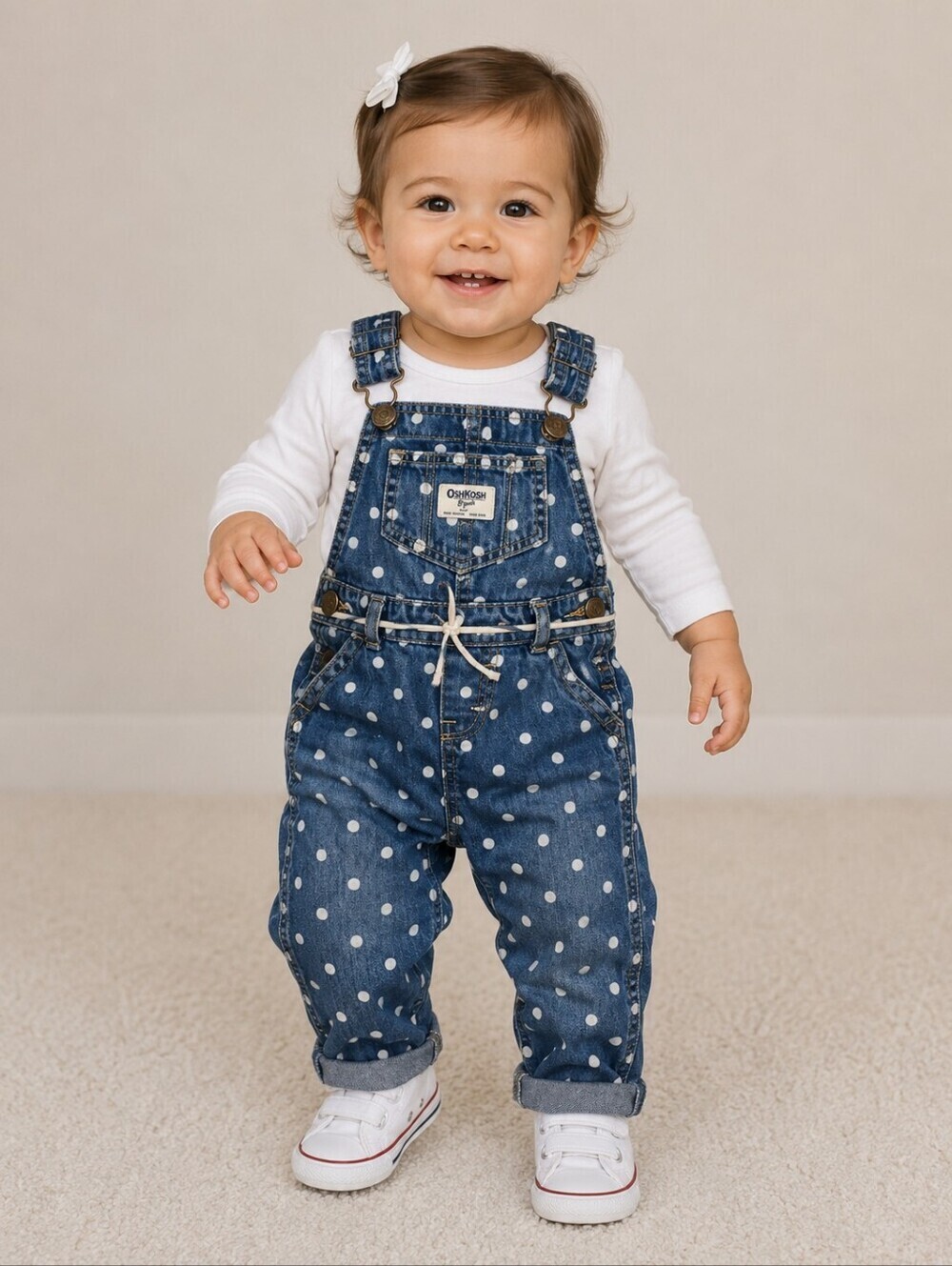 VTG OshKosh B’gosh Polka Dot Denim Overalls